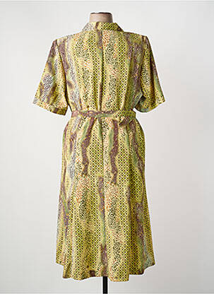Robe mi-longue imprimé fantaisie manches courtes jaune FRANCOISE DE FRANCE femme
