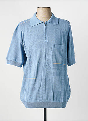 Pull maille souple et aérée manches courtes bleu TRICOVAL homme