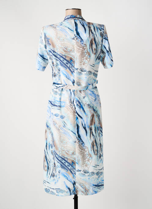 Robe mi-longue imprimé fantaisie manches courtes bleu GEVANA femme