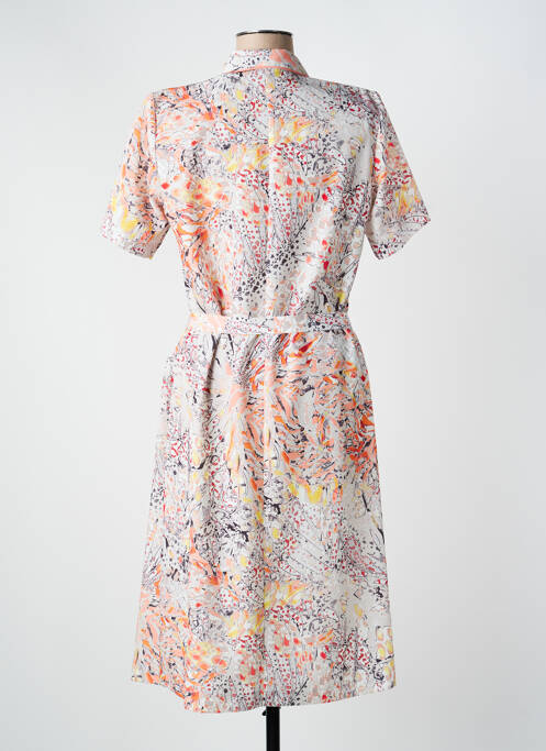 Robe mi-longue imprimé fantaisie manches courtes orange GEVANA femme