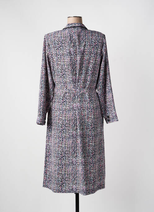 Robe mi-longue imprimé fantaisie manches longues bleu GEVANA femme