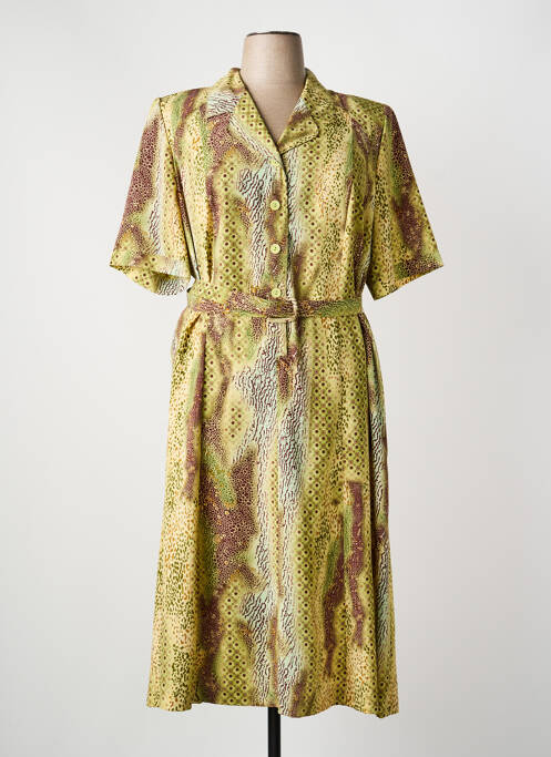 Robe mi-longue imprimé fantaisie manches courtes jaune FRANCOISE DE FRANCE femme