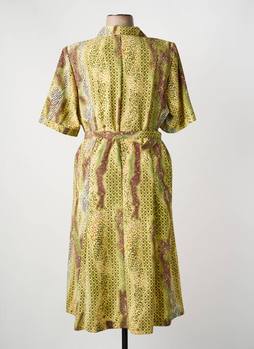 Robe mi-longue imprimé fantaisie manches courtes jaune FRANCOISE DE FRANCE femme