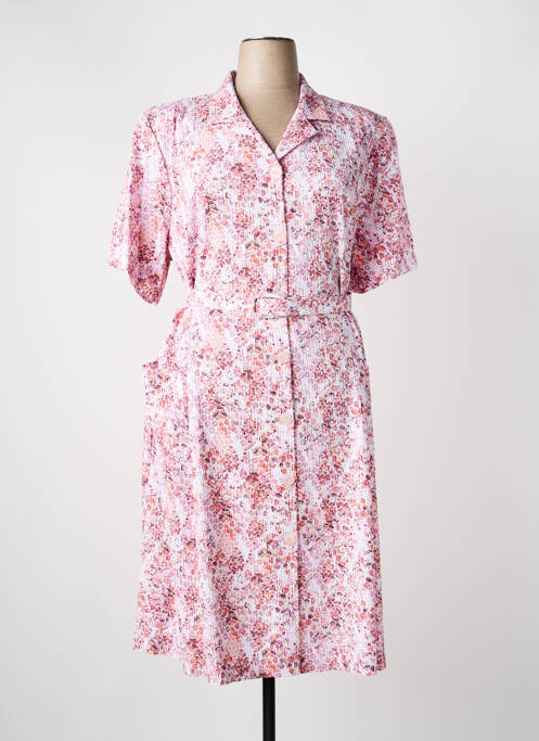 Robe mi-longue imprimé fantaisie manches courtes rouge GEVANA femme