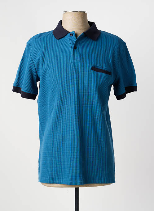 Polo tissage jersey manches courtes bleu SINGULIER homme