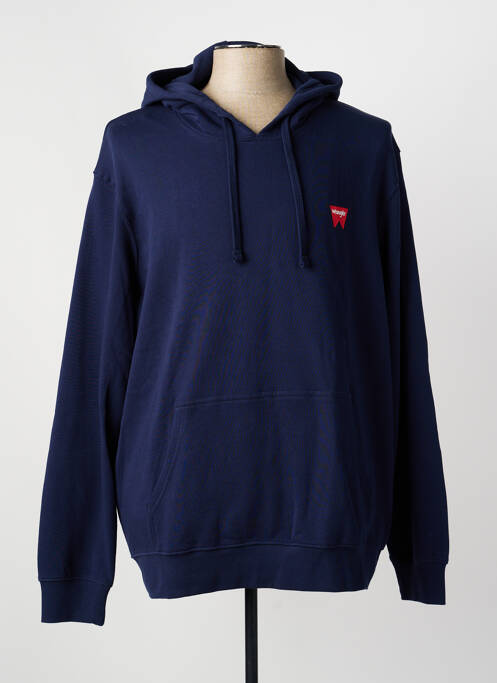 Sweat-shirt à capuche tissage jersey manches longues bleu WRANGER homme
