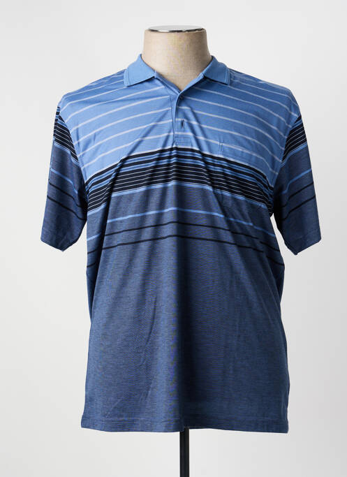 Polo imprimé rayures manches courtes bleu CAP 10 TEN homme