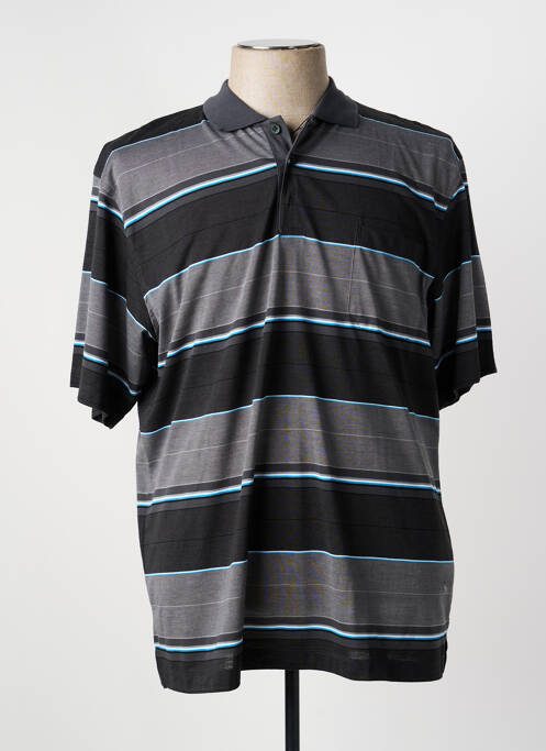 Polo imprimé rayures manches courtes gris GS CLUB homme