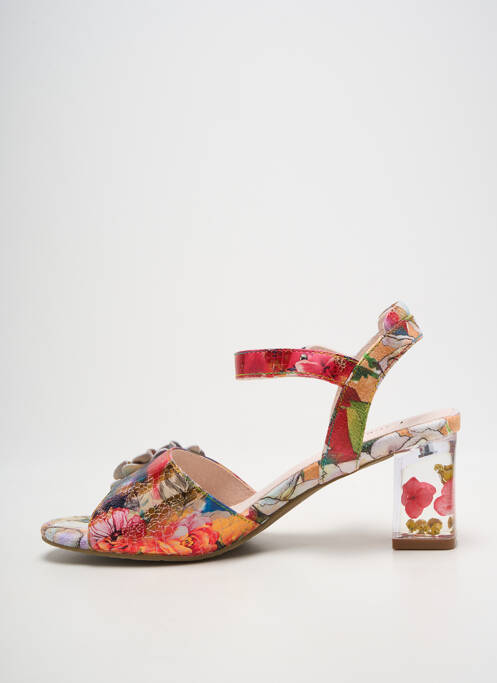 Sandales/nu pieds tissage satiné talon de 7 à 9cm rouge LAURA VITA femme