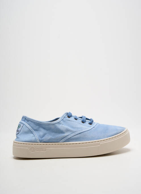 Baskets bout rond talon plat jusqu'à 3cm bleu NATURAL WORLD femme