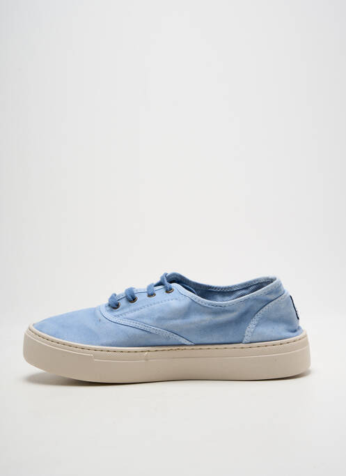 Baskets bout rond talon plat jusqu'à 3cm bleu NATURAL WORLD femme