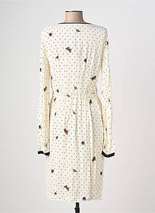 Robe mi-longue imprimé fantaisie manches longues beige IDANO femme