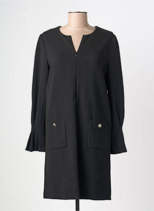 Robe mi-longue manches longues manches longues noir SUNCOO femme
