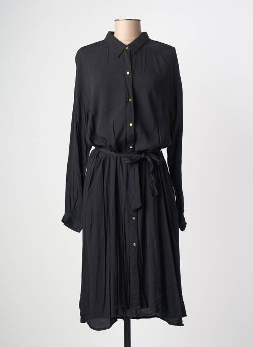 Robe mi-longue coupe fluide manches longues noir MAISON HOTEL femme