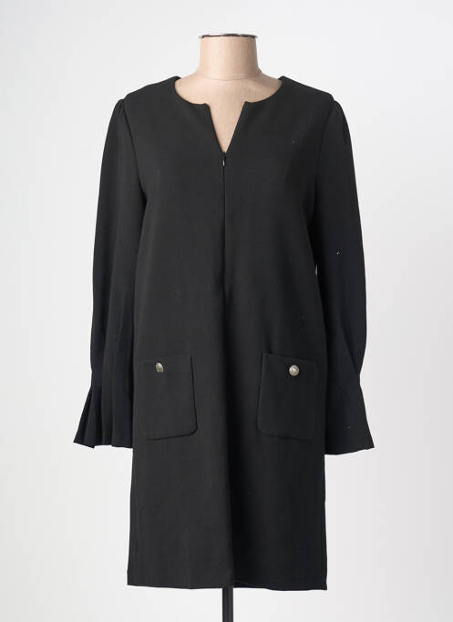 Robe mi-longue manches longues manches longues noir SUNCOO femme
