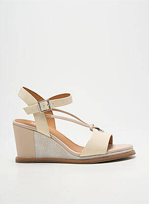 Sandales/nu pieds matière lisse talon de 7 à 9cm beige FUGITIVE BY FRANCESCO ROSSI femme