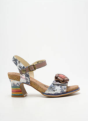 Sandales/nu pieds tissage satiné talon de 7 à 9cm gris LAURA VITA femme