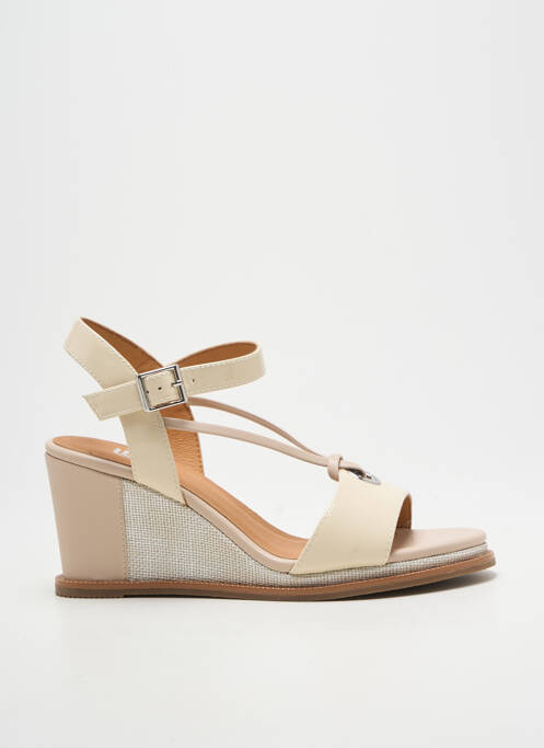 Sandales/nu pieds matière lisse talon de 7 à 9cm beige FUGITIVE BY FRANCESCO ROSSI femme