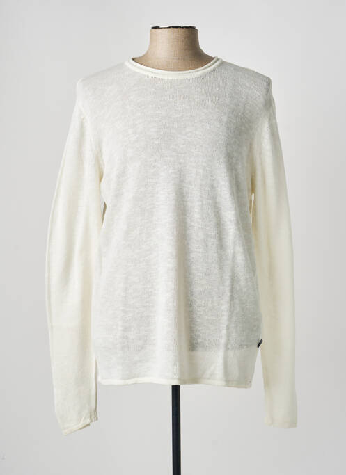 Pull col rond manches longues blanc SOLID homme