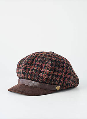 Casquette imprimé carreaux marron fonce HERMAN unisexe
