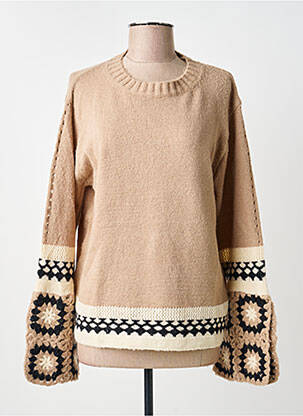Pull col rond manches longues beige MEISÏE femme