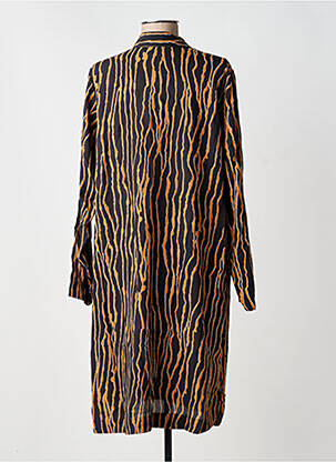 Robe mi-longue imprimé fantaisie manches longues noir CISO femme