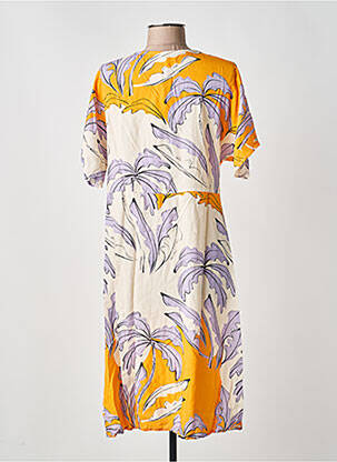 Robe mi-longue manches courtes manches courtes jaune SCORZZO femme