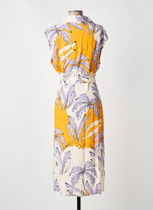 Robe mi-longue imprimé fleurs sans manche jaune SCORZZO femme