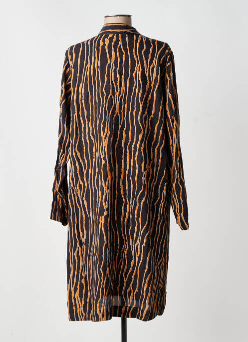 Robe mi-longue imprimé fantaisie manches longues noir CISO femme