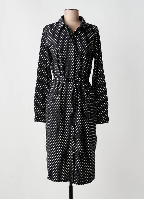 Robe mi-longue imprimé fantaisie manches longues noir YEST femme