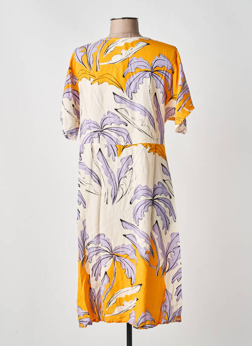 Robe mi-longue manches courtes manches courtes jaune SCORZZO femme