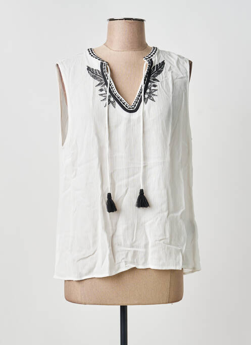 Top col v sans manche blanc ESQUALO femme