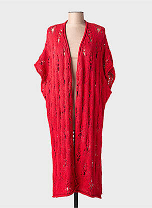 Gilet manches courtes coupe droite rouge MAT. femme