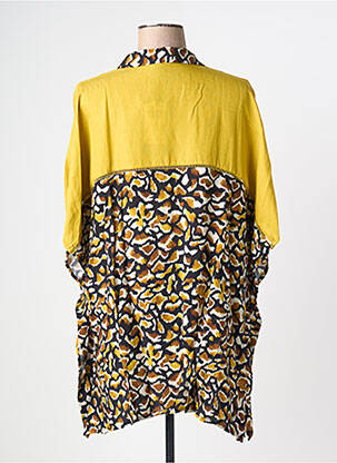 Chemisier tissage popeline manches courtes jaune MAT. femme