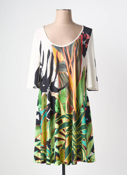 Robe mi-longue coupe fluide manches longues blanc YOEK femme