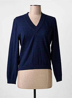 Pull col v manches longues bleu MARIA BELLENTANI femme
