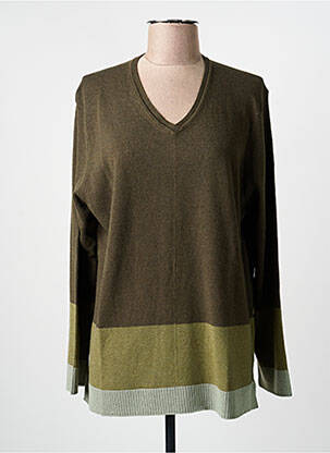 Pull col v manches longues vert MARIA BELLENTANI femme