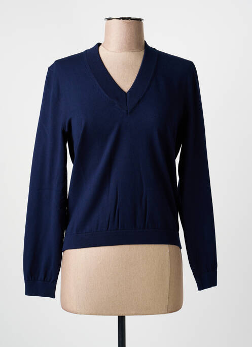 Pull col v manches longues bleu MARIA BELLENTANI femme