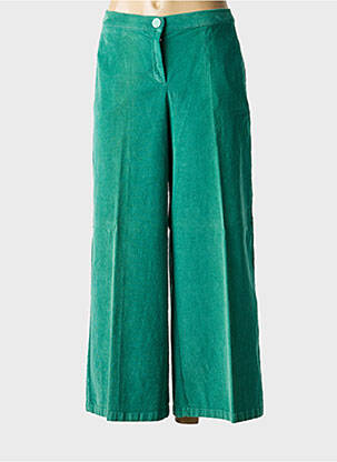 Pantalon large fermeture zippée sous rabat boutonné taille normale vert DIANA GALLESI femme