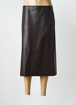Jupe mi-longue fermeture zip latéral marron MARIA BELLENTANI femme