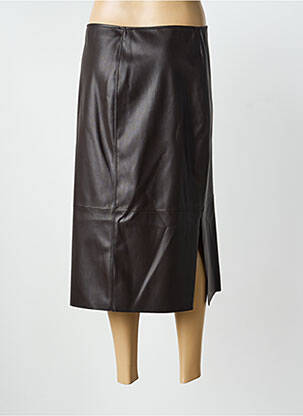 Jupe mi-longue fermeture zip latéral marron MARIA BELLENTANI femme