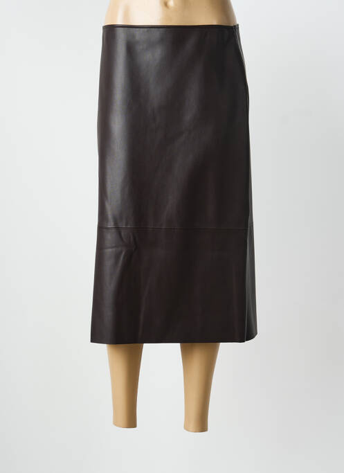 Jupe mi-longue fermeture zip latéral marron MARIA BELLENTANI femme