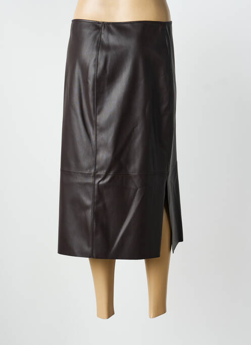 Jupe mi-longue fermeture zip latéral marron MARIA BELLENTANI femme