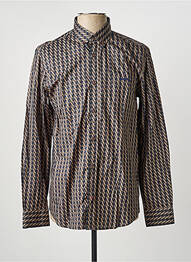 Chemise manches longues imprimé fantaisie marron DELAHAYE homme