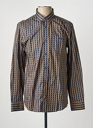 Chemise manches longues imprimé fantaisie marron DELAHAYE homme