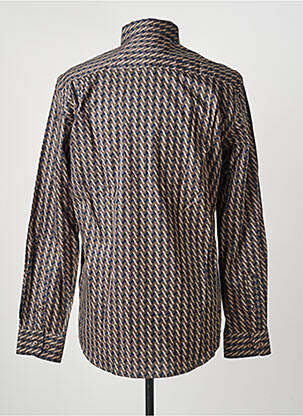 Chemise manches longues imprimé fantaisie marron DELAHAYE homme
