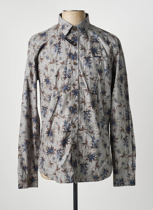 Chemise manches longues imprimé fantaisie gris DELAHAYE homme
