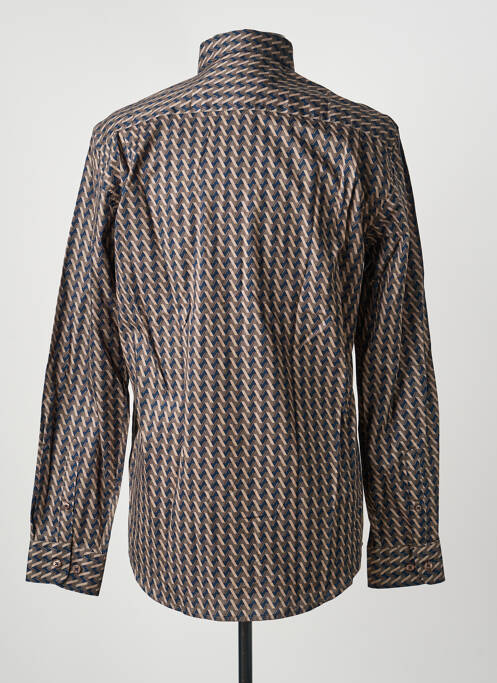 Chemise manches longues imprimé fantaisie marron DELAHAYE homme