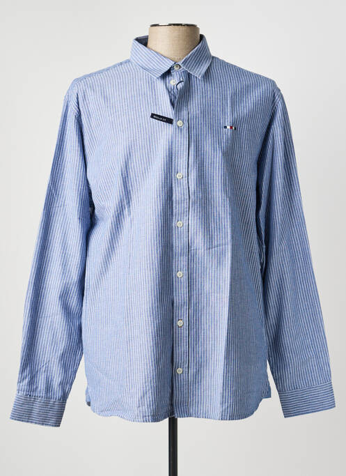 Chemise manches longues imprimé rayures bleu FQ1924 homme