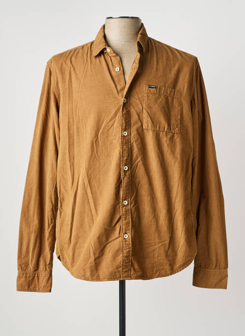 Chemise manches longues coupe droite marron GARCIA homme